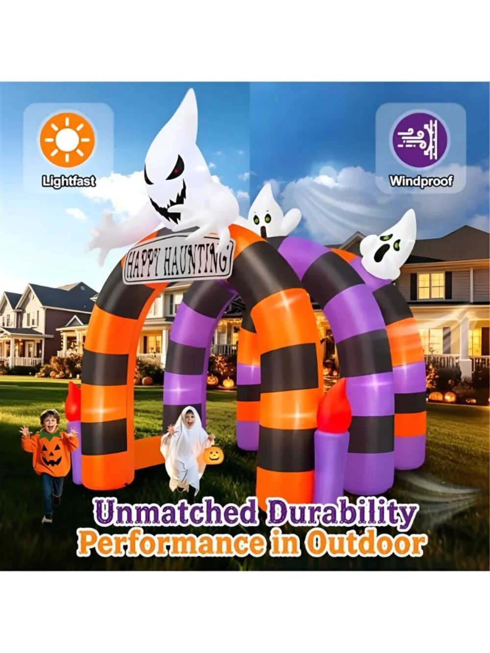 10FT Halloween Inflatable Arch Ghost Inflatable Tunnel with Candle